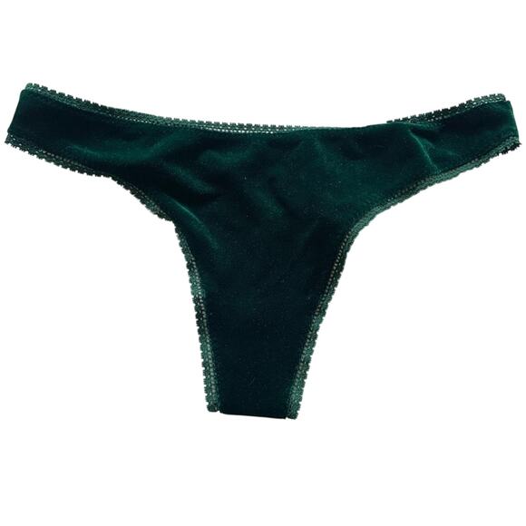 On Gossamer Green Velvet Vintage Thong Panty Majestic 2005 Collection RARE S/M - Picture 1 of 10